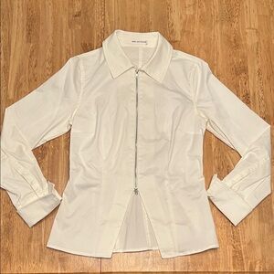 Avec Les Filles White Zip-Front Top